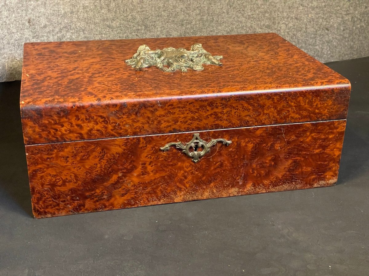 Grande boite ou coffret à décor de chérubins époque Napoléon III XIXème-photo-1