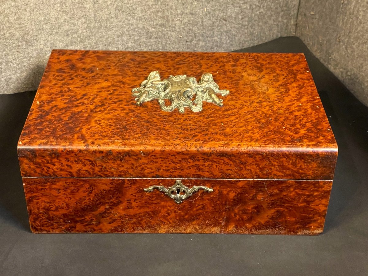Grande boite ou coffret à décor de chérubins époque Napoléon III XIXème