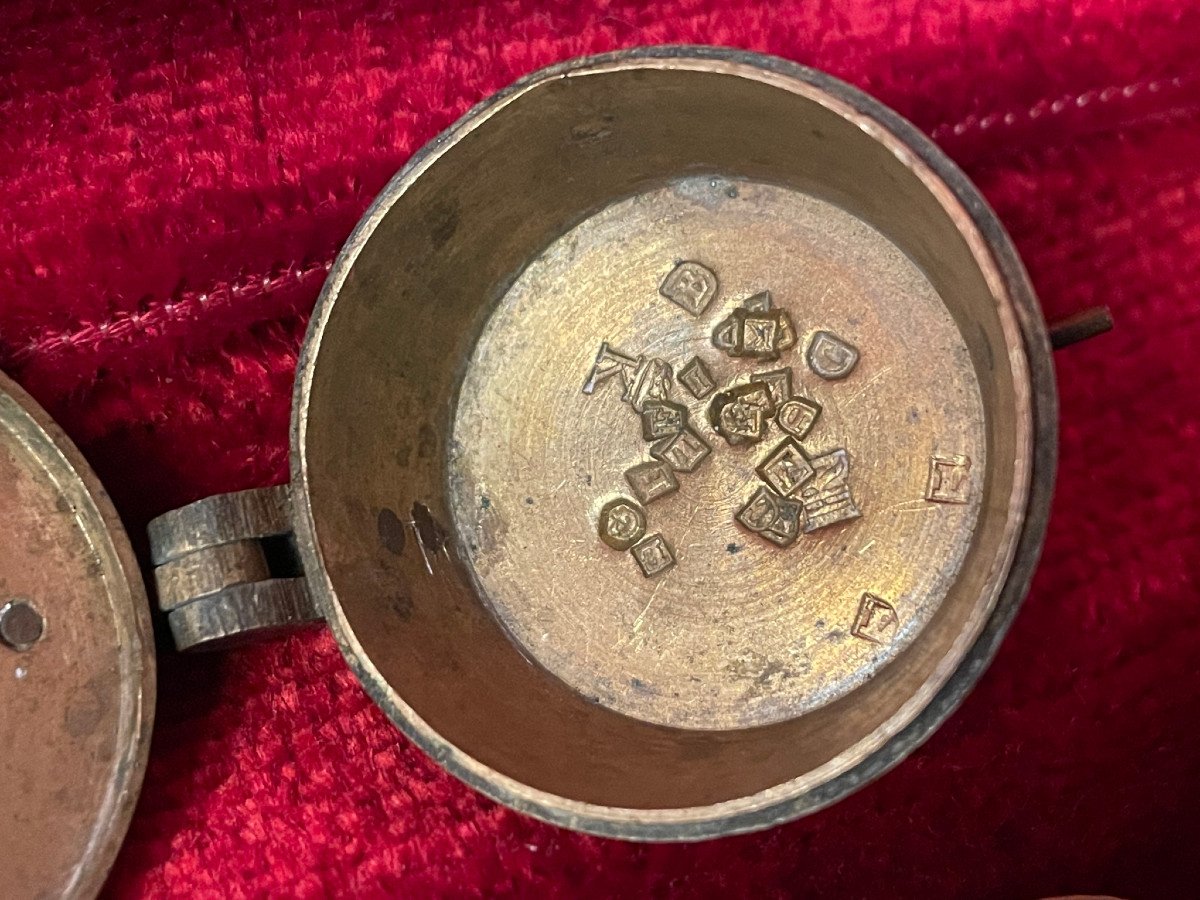 Rare Tiny Stack Of Bucket Weights Called Charlemagne, 100 G, 18th Century Bronze-photo-6