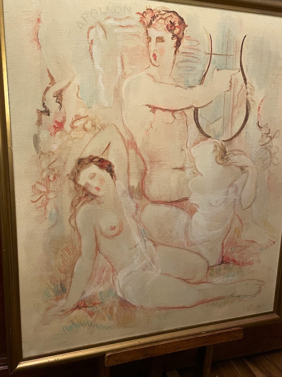 Allégorie : Apollon et deux femmes nues, la Musique et la Mélodie par G Baty-photo-2