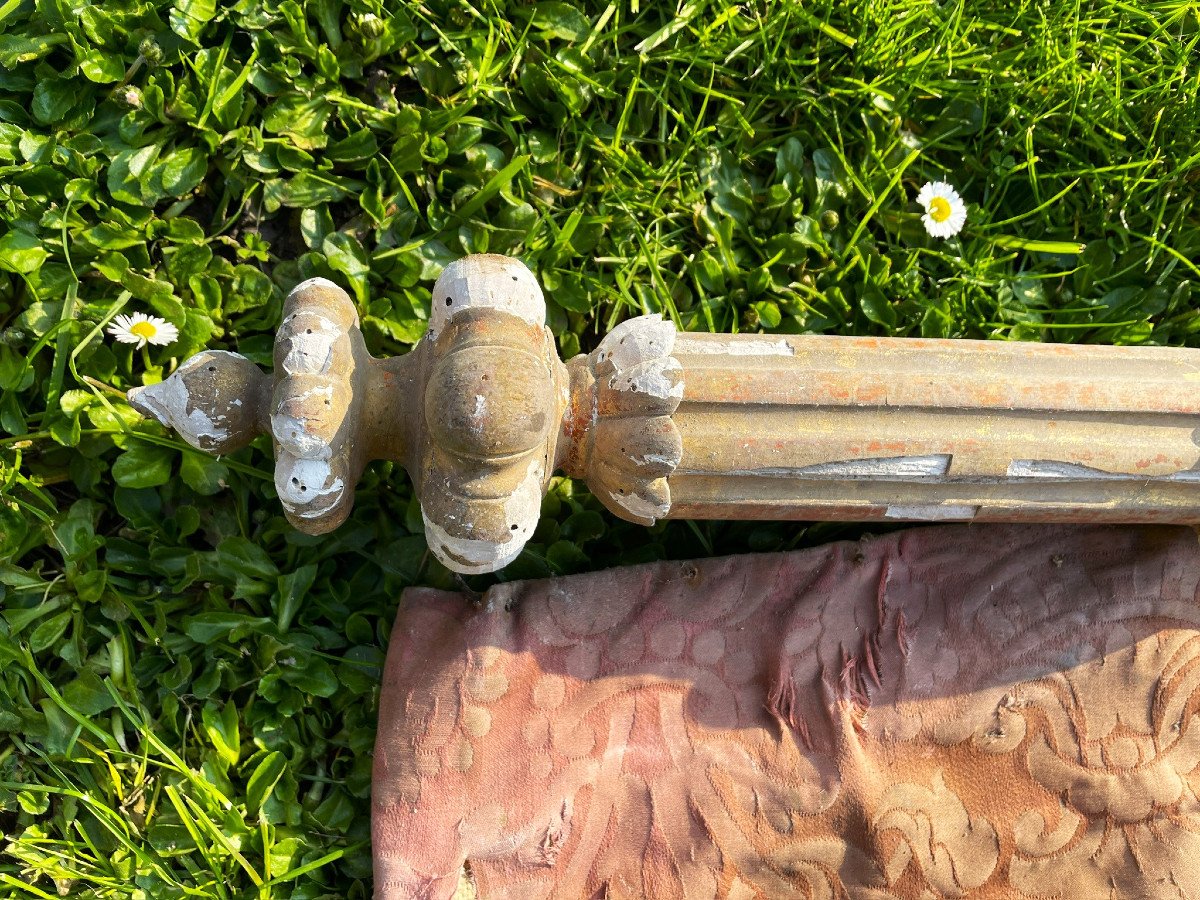 Très grande cantonnière en bois sculpté doré 3,5 m début XIXème-photo-3
