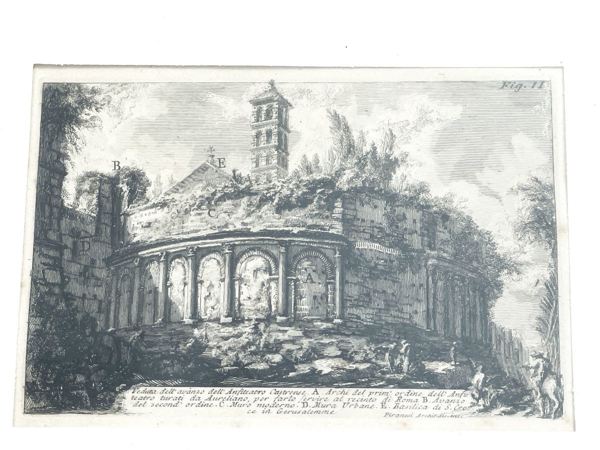Piranèse Italie, Rome : vue de l’amphithéâtre Castrense, gravure du XVIIIème-photo-4