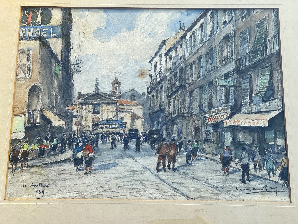 Montpellier Church St Denis Watercolor By Georges Rose 1939-photo-2