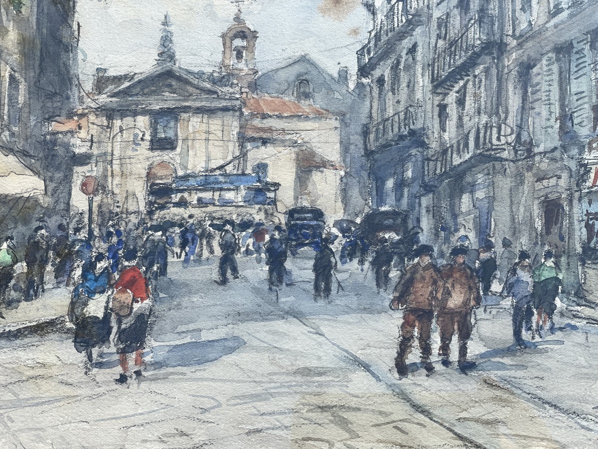 Montpellier Church St Denis Watercolor By Georges Rose 1939