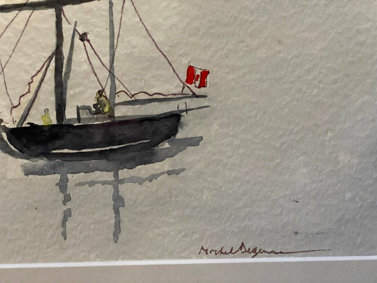 Saint Malo le quai, aquarelle de Michel Degenne-photo-3