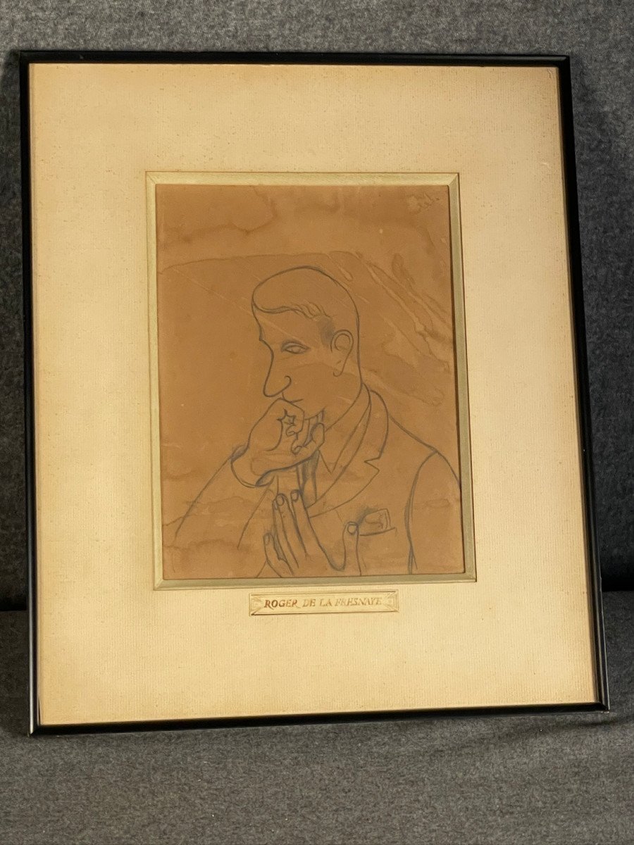 Roger De La Fresnaye Drawing Bust Of A Pensive Man, Charlieu Exhibition 1975-photo-6