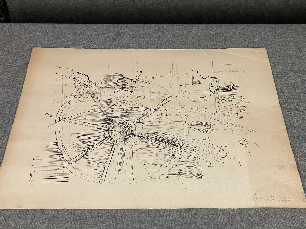 Raoul Dufy Print "the Rudder" Queen Mary Signed-photo-2
