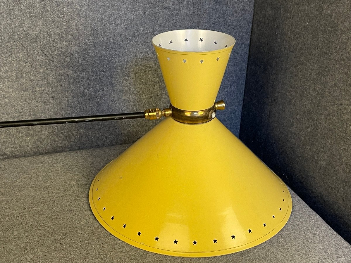 Applique, Lampe Potence Diabolo René Mathieu Lunel Tôle étoiles Design XXème-photo-1