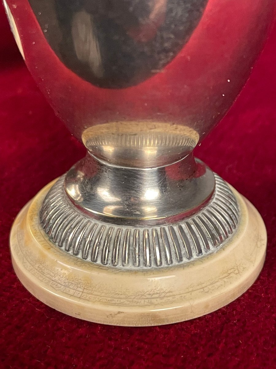 Pair Of Small Art Deco Silver-plated Metal Vases-photo-6