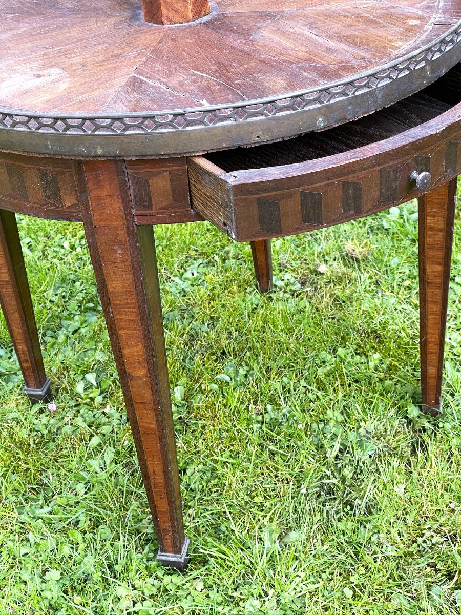 Louis XVI Marquetry Serving Table Or Pedestal Table-photo-1
