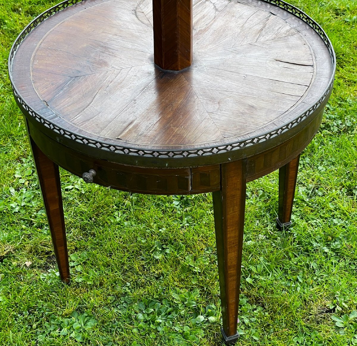 Louis XVI Marquetry Serving Table Or Pedestal Table-photo-3