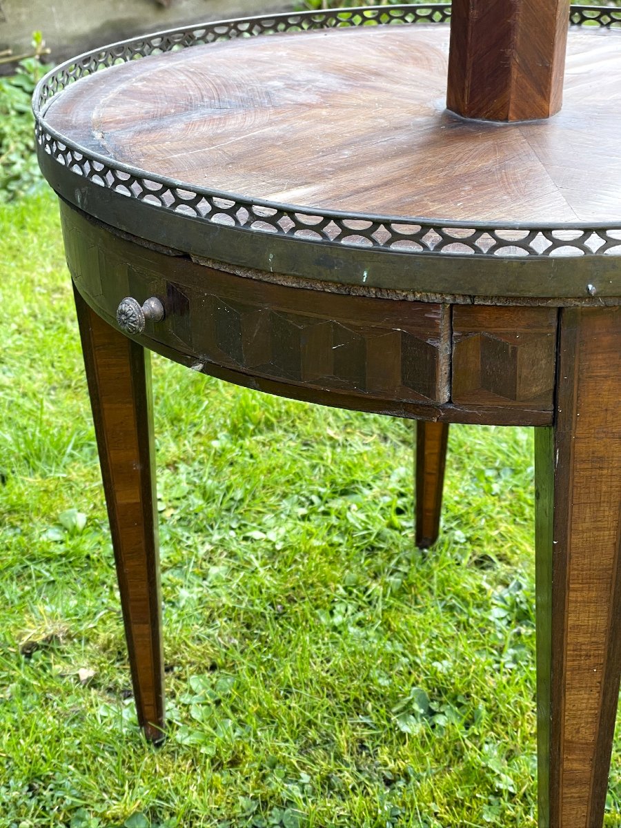 Louis XVI Marquetry Serving Table Or Pedestal Table-photo-5