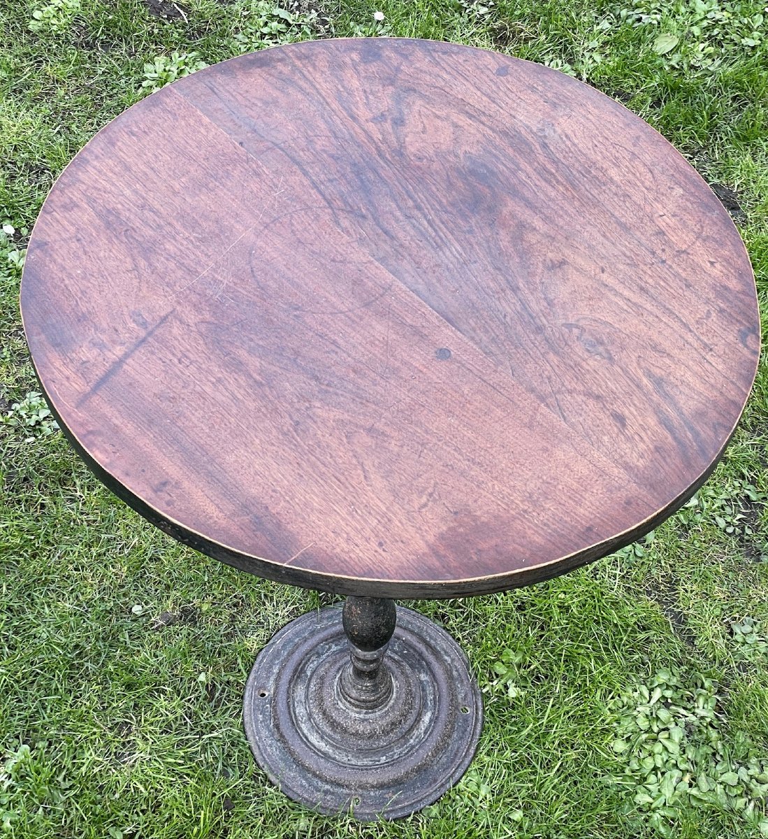 Table guéridon de bateau en fonte et bois XIXème-photo-1