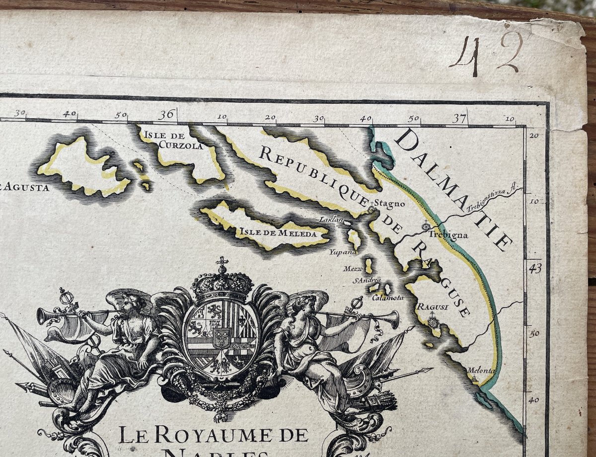 Kingdom Of Naples, Gulf Of Venice.. Engraving By Jaillot 1703 Dedicated To Philip V King Of Spain-photo-1
