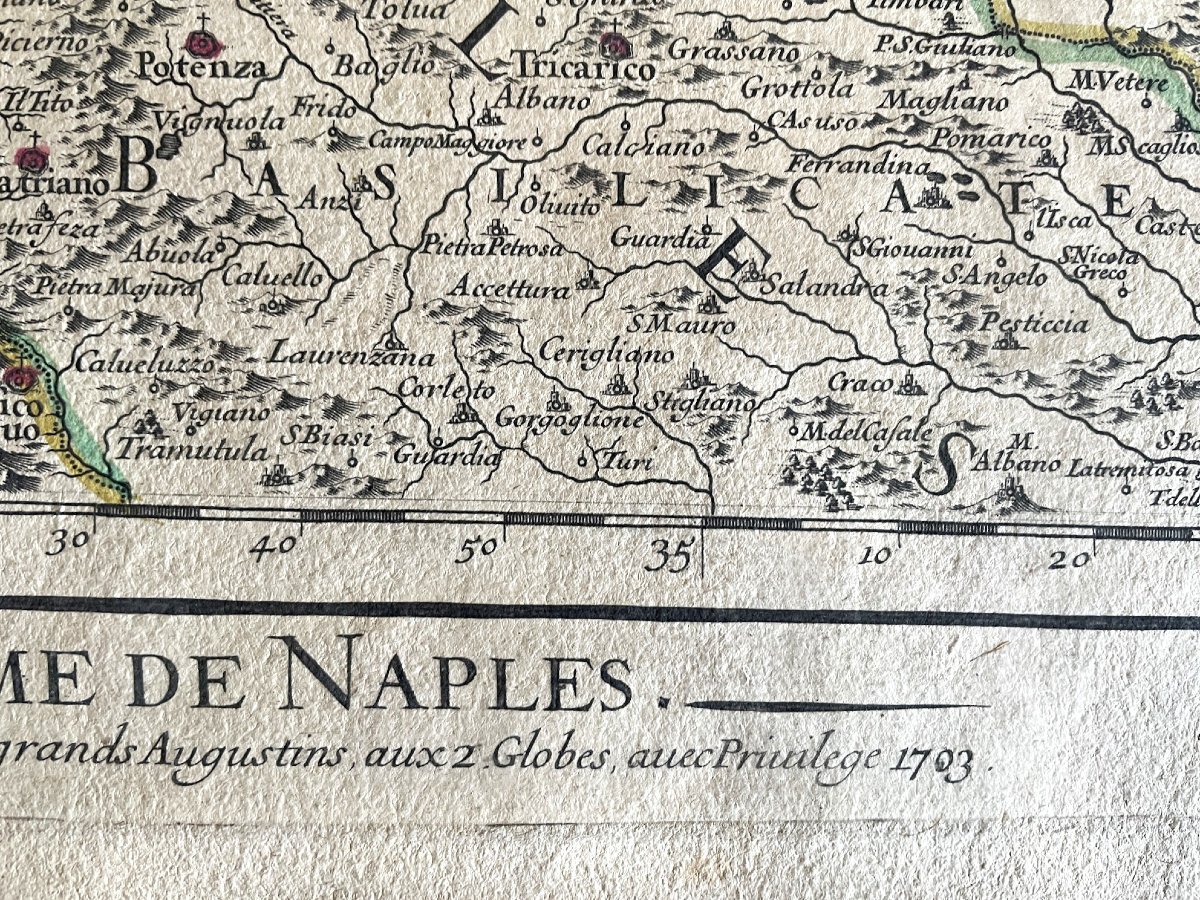 Kingdom Of Naples, Gulf Of Venice.. Engraving By Jaillot 1703 Dedicated To Philip V King Of Spain-photo-5