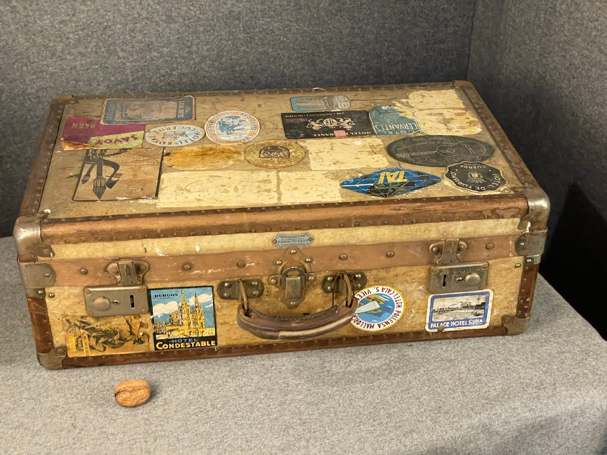 “paris-voyage” Suitcase, Great Traveler, Palace And Hotel Labels-photo-1