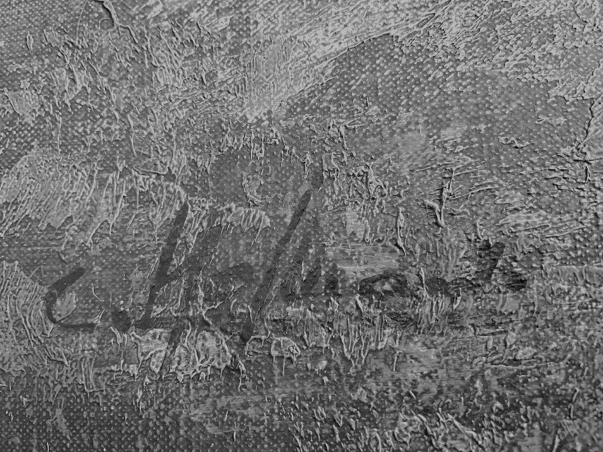 Important paysage de sous-bois, huile sur toile par C. Hofman-photo-2