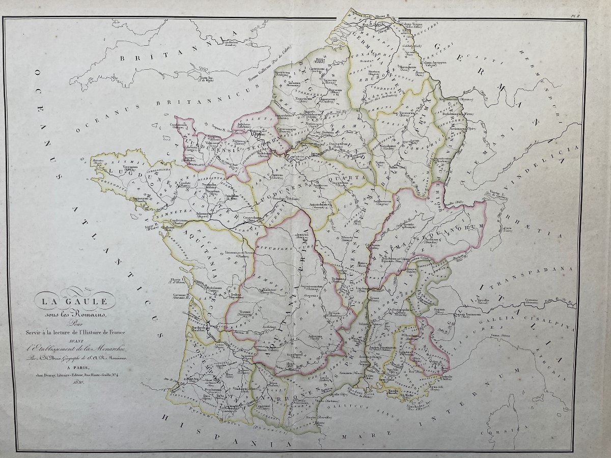 Map Of Gaul Under The Romans By Adrien-hubert Brué 1820-photo-3