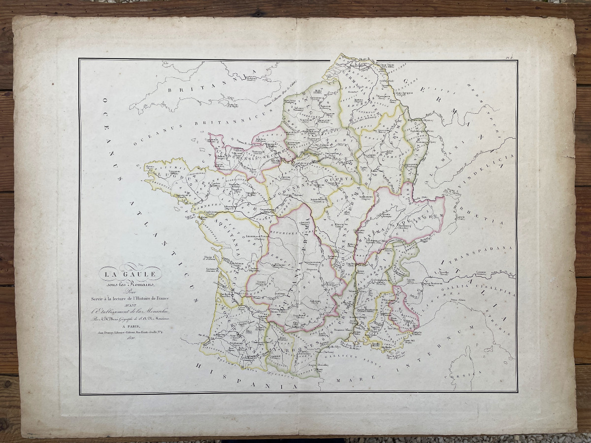 Map Of Gaul Under The Romans By Adrien-hubert Brué 1820