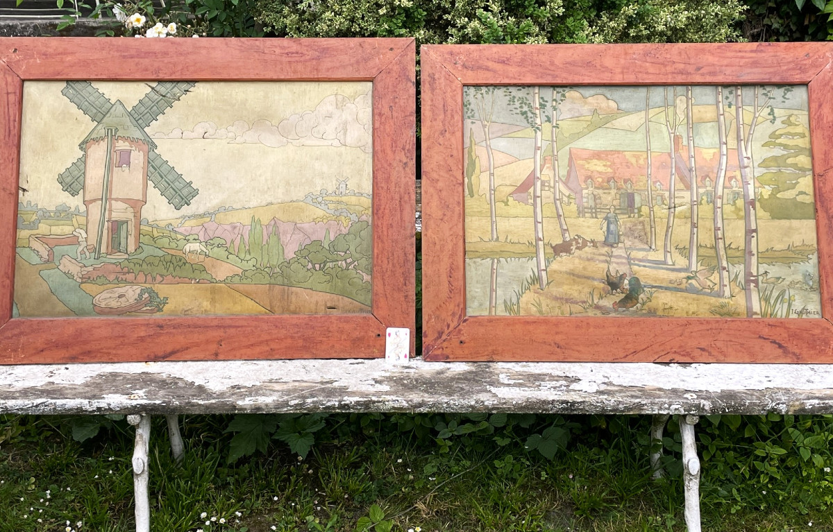 Breton Landscapes By Joseph Stany Gauthier In The Style Of Henri Rivière - Carcassonne