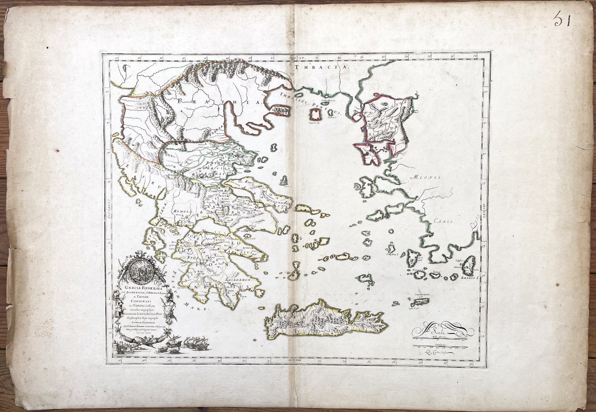 Ancient Greece Map “graecia Foederata” 1730-photo-2
