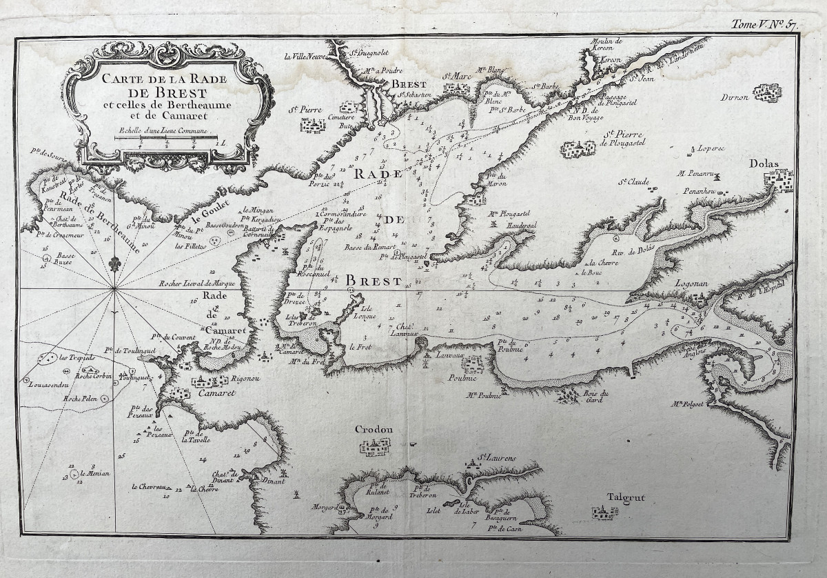Carte marine de la Rade de Brest XVIIIème – Bretagne - Finistère