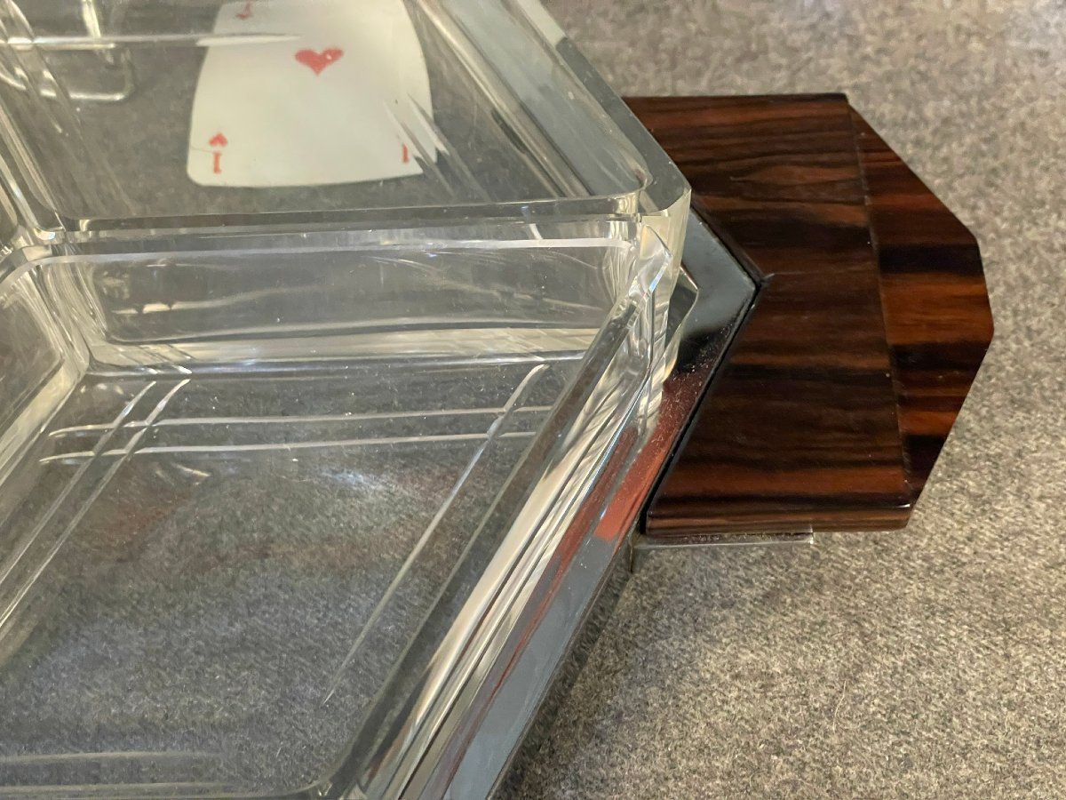 Serviteur, surtout de table cristal taillé et ébène, apéritif, hors d’œuvre- Art Déco-photo-7