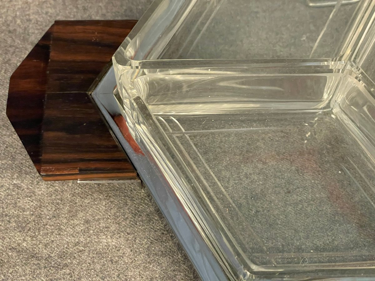 Serviteur, surtout de table cristal taillé et ébène, apéritif, hors d’œuvre- Art Déco-photo-8