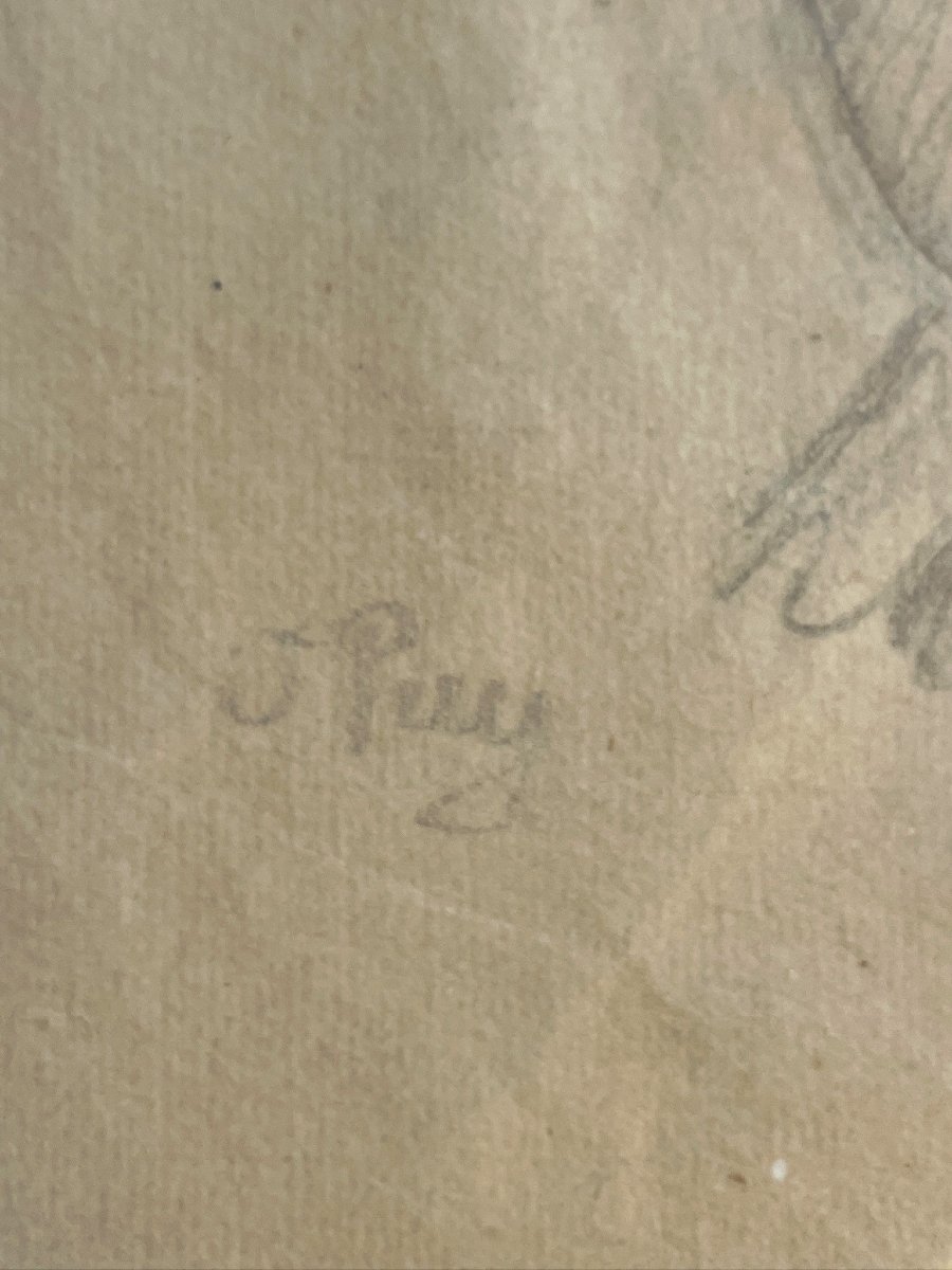 Femme nue agenouillée dessin original par Jean Puy Roanne 1935-photo-1