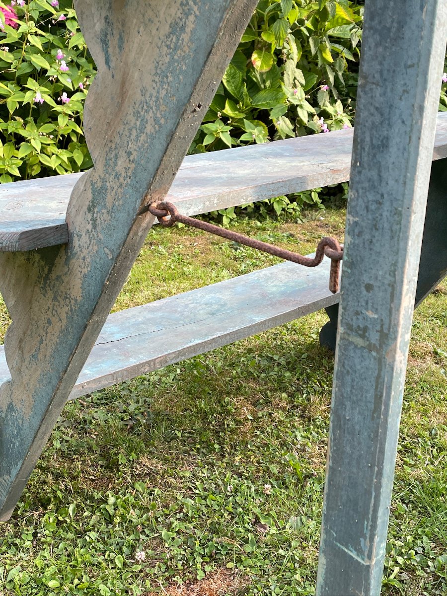 Étagère porte-plantes pliante, jardin, véranda, fleuriste, bois massif début XXème -photo-4