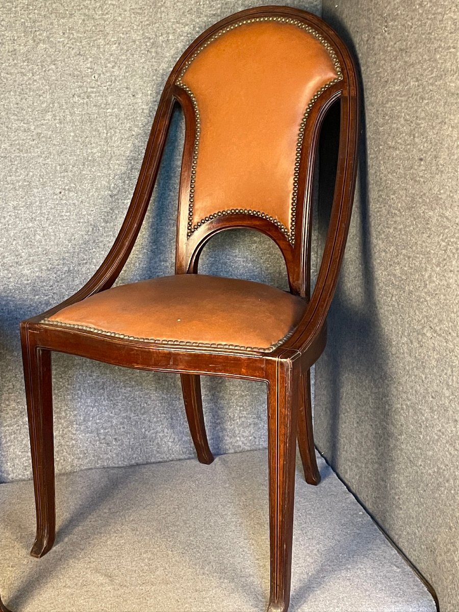 Maurice DUFRENE paire de petits fauteuils salon de 1911 Art Nouveau-photo-2