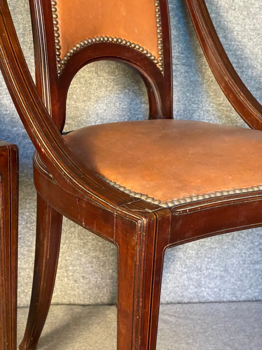 Maurice DUFRENE paire de petits fauteuils salon de 1911 Art Nouveau-photo-3