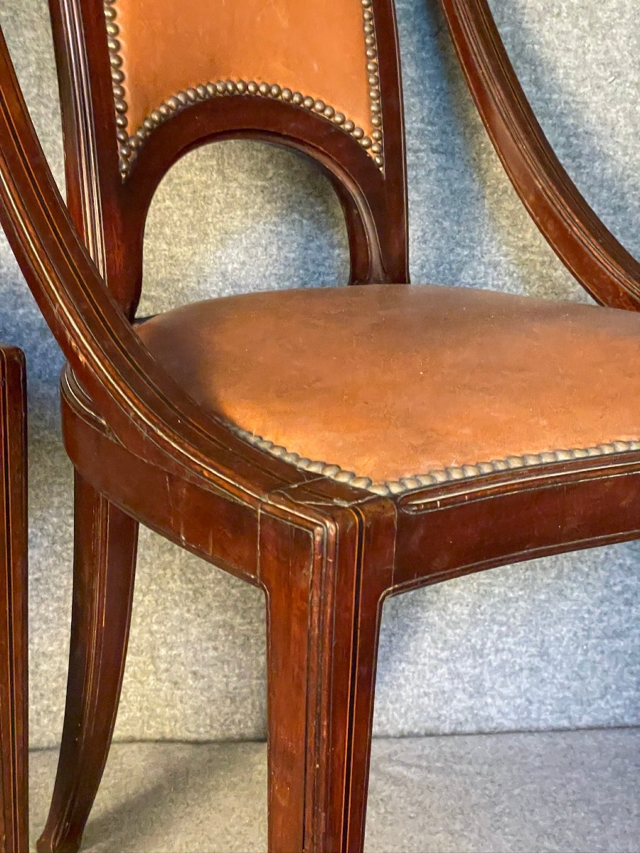 Maurice DUFRENE paire de petits fauteuils salon de 1911 Art Nouveau-photo-5