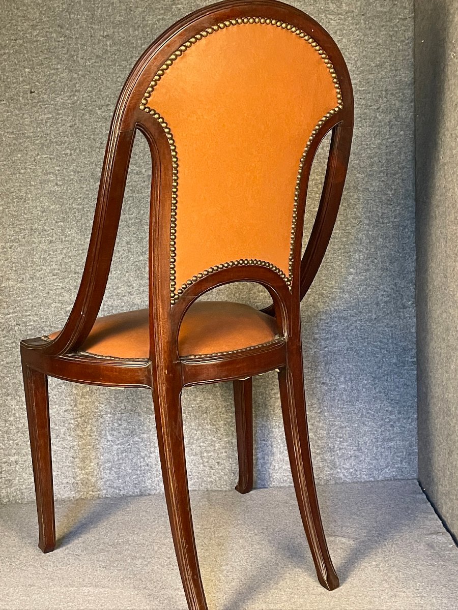 Maurice DUFRENE paire de petits fauteuils salon de 1911 Art Nouveau-photo-6