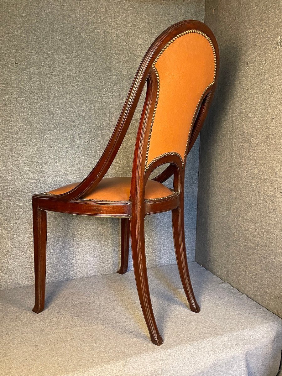 Maurice DUFRENE paire de petits fauteuils salon de 1911 Art Nouveau-photo-7