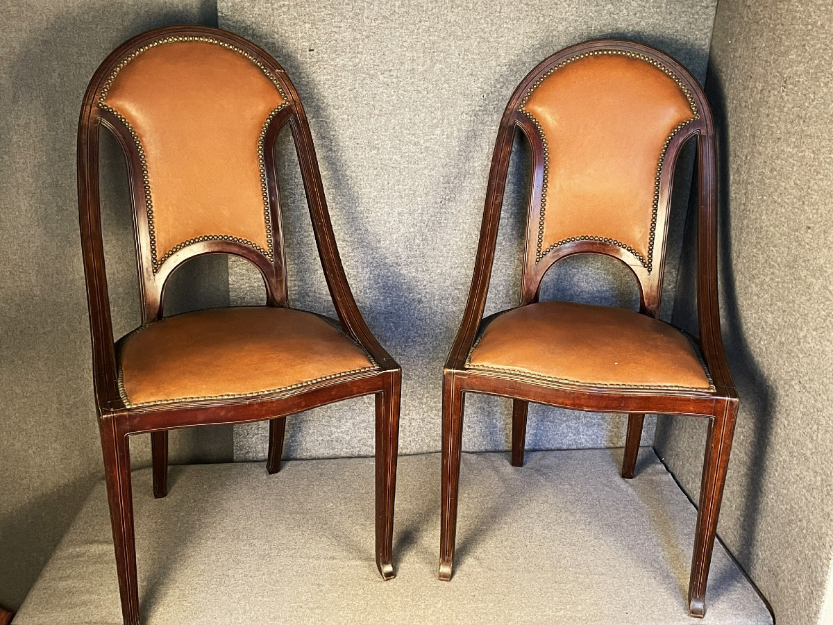 Maurice DUFRENE paire de petits fauteuils salon de 1911 Art Nouveau