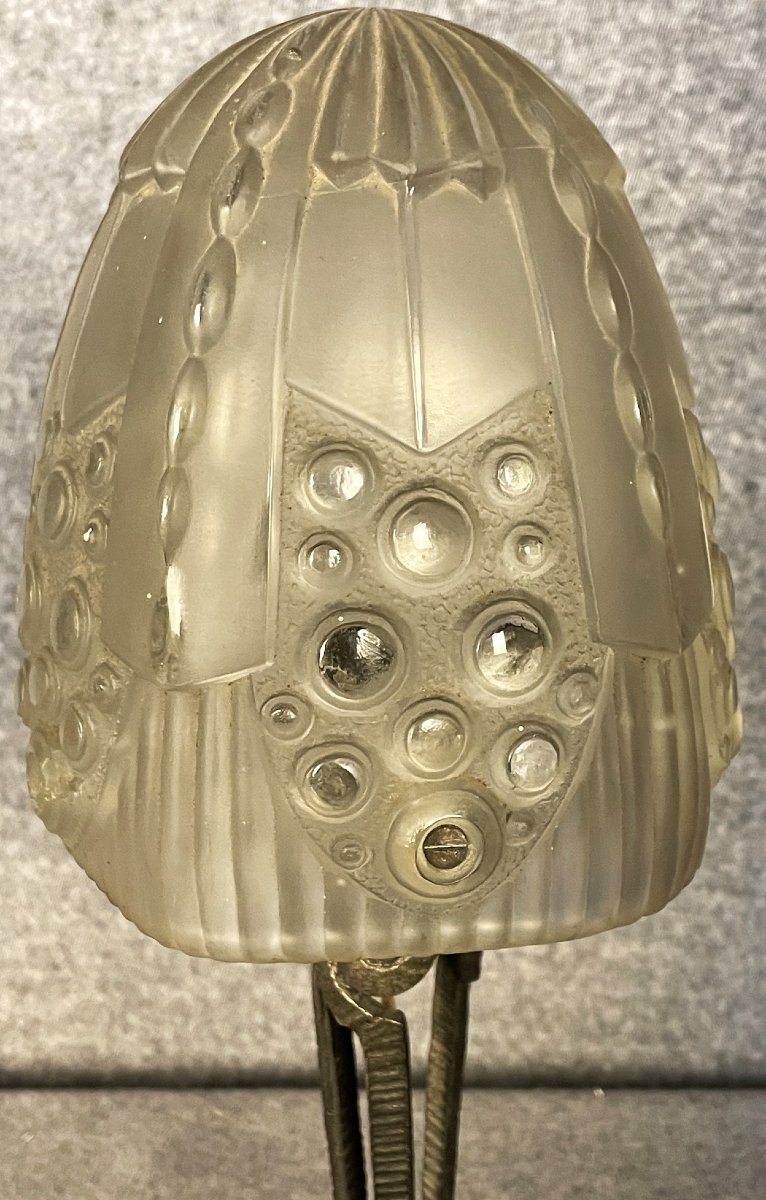 Georges Leleu Lamp In White Glass From The Art Deco Period-photo-2