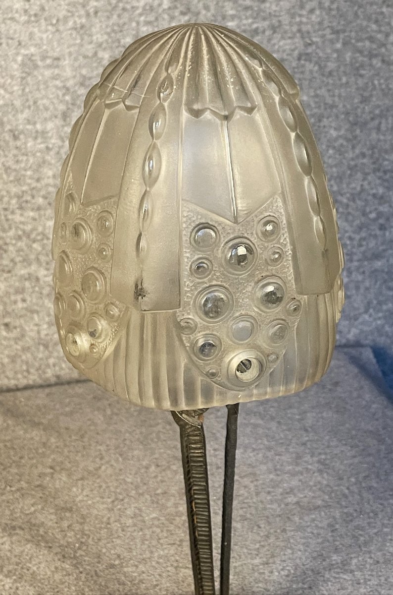 Georges Leleu Lamp In White Glass From The Art Deco Period-photo-3