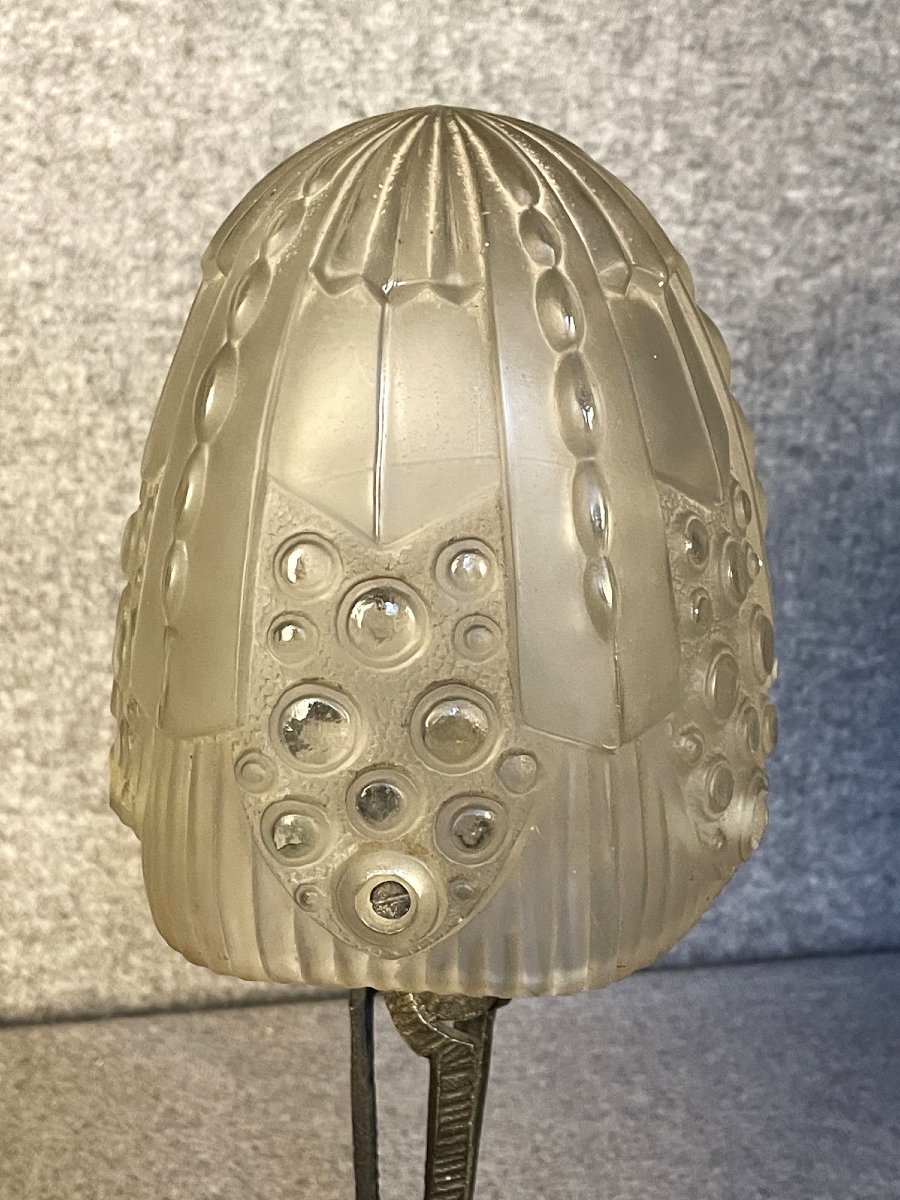 Georges Leleu Lamp In White Glass From The Art Deco Period-photo-1
