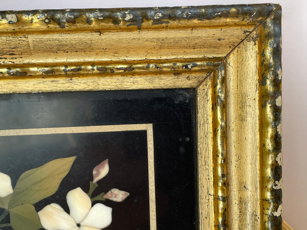 Grand Tour: Flowers In Hard Stone Marquetry, Pietra Dura, Italy, Florence, 19th Century. -photo-2