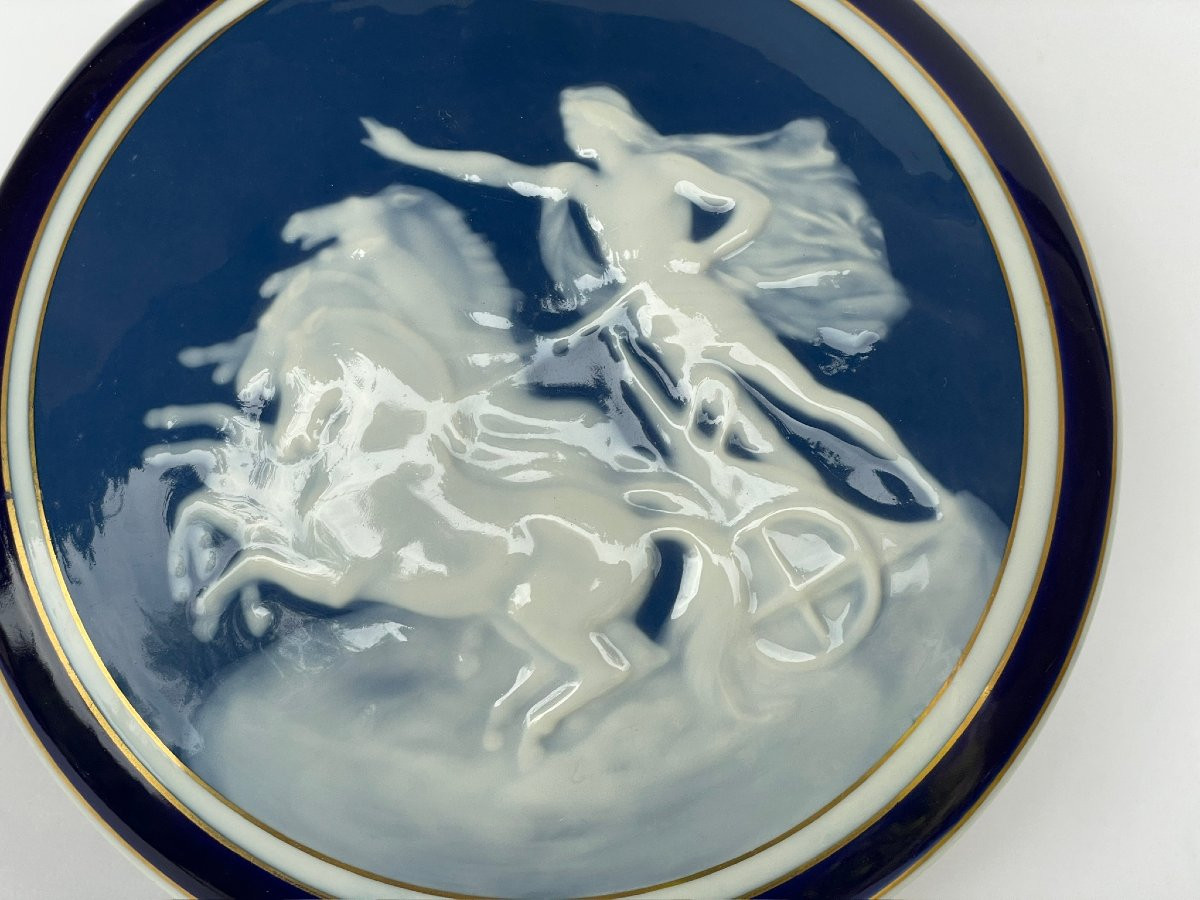 Large Limoges Porcelain Candy Box Camille Tharaud Apollo's Chariot-photo-2