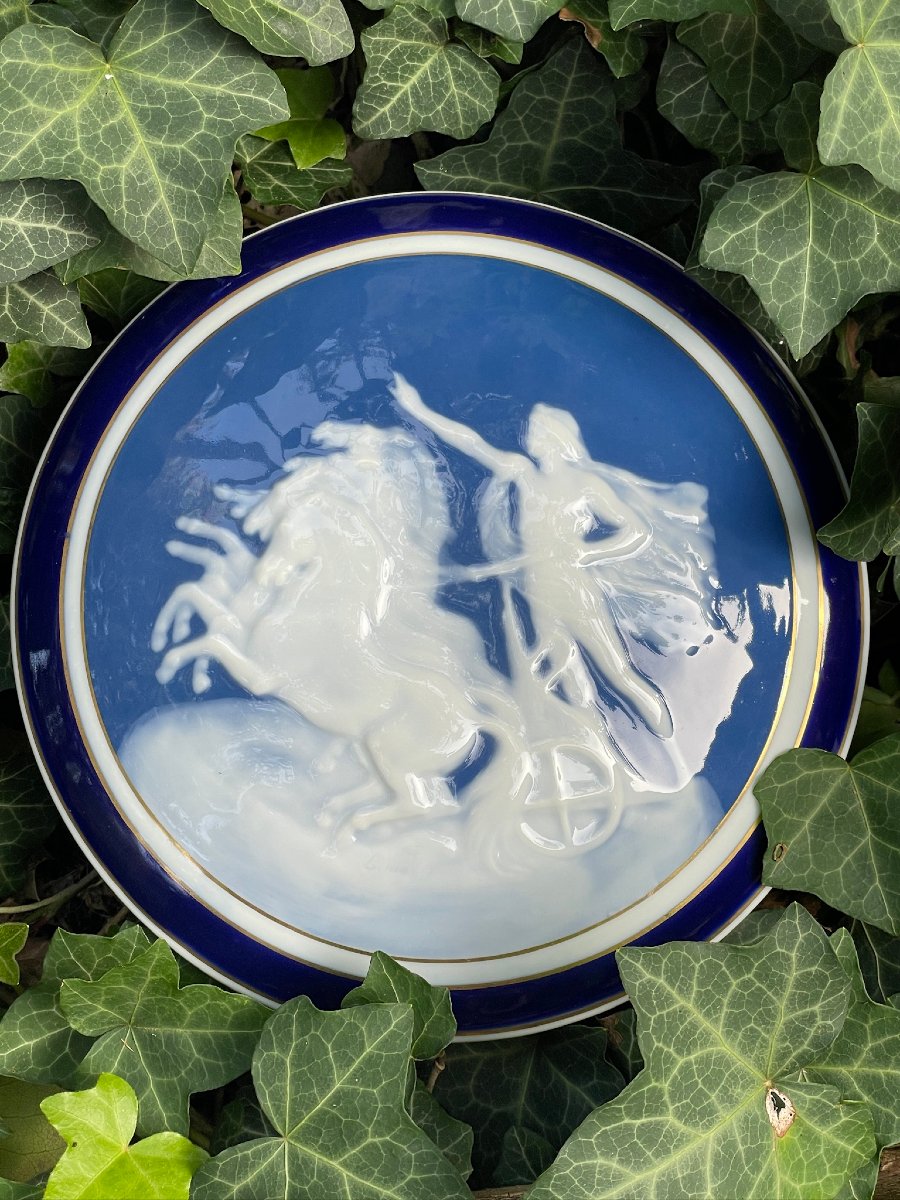 Large Limoges Porcelain Candy Box Camille Tharaud Apollo's Chariot-photo-3