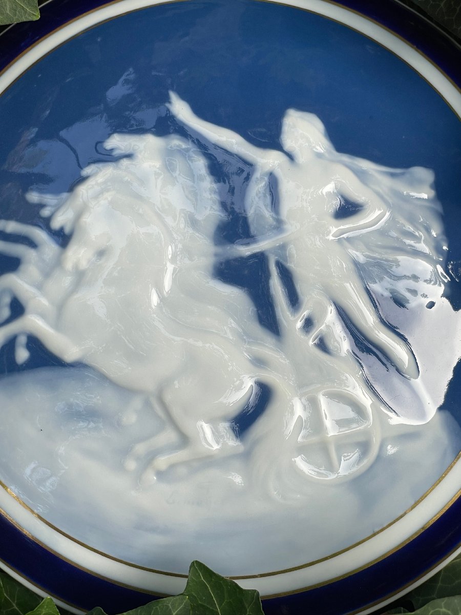 Large Limoges Porcelain Candy Box Camille Tharaud Apollo's Chariot-photo-4