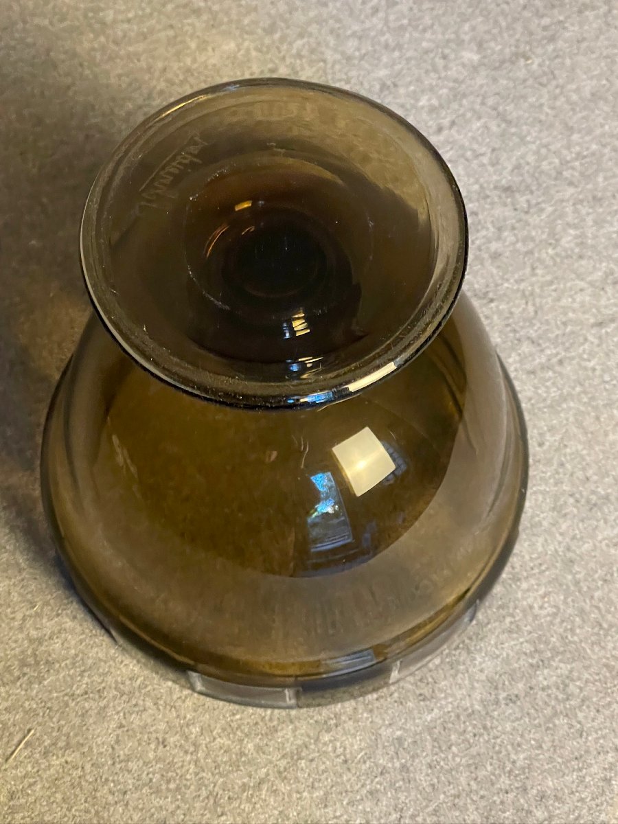 Schneider large vase coupe « diamant » en verre fumé 1925-photo-3