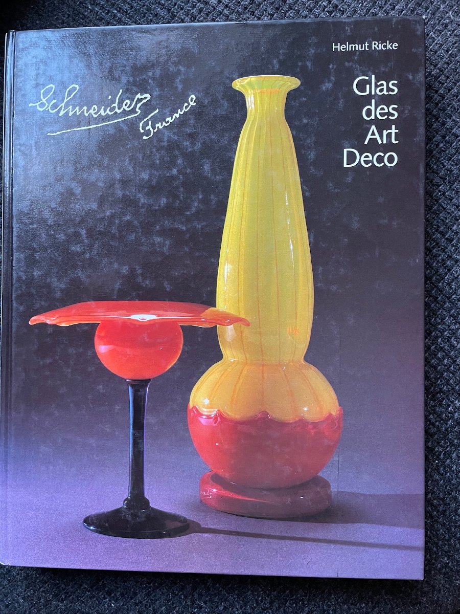 Schneider large vase coupe « diamant » en verre fumé 1925-photo-5