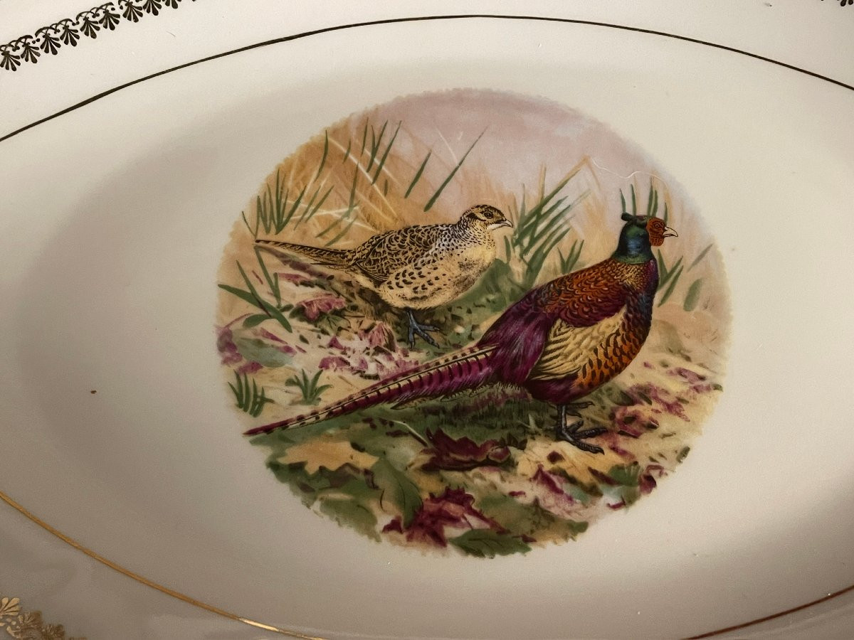Pheasant, Woodcock, Partridge Dinner Service, Mehun Porcelain, Hunting -photo-1