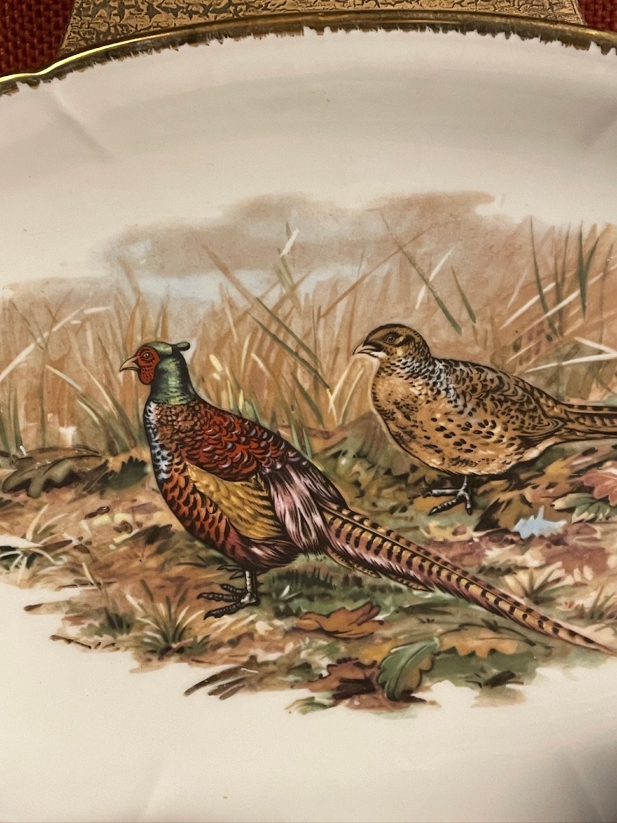 Pheasant, Woodcock, Partridge Dinner Service, Mehun Porcelain, Hunting -photo-4