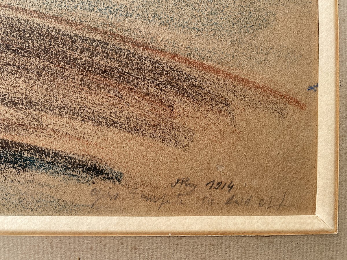 Dessin de Jean Puy : voiliers près du phare  signé et daté 1914-photo-4