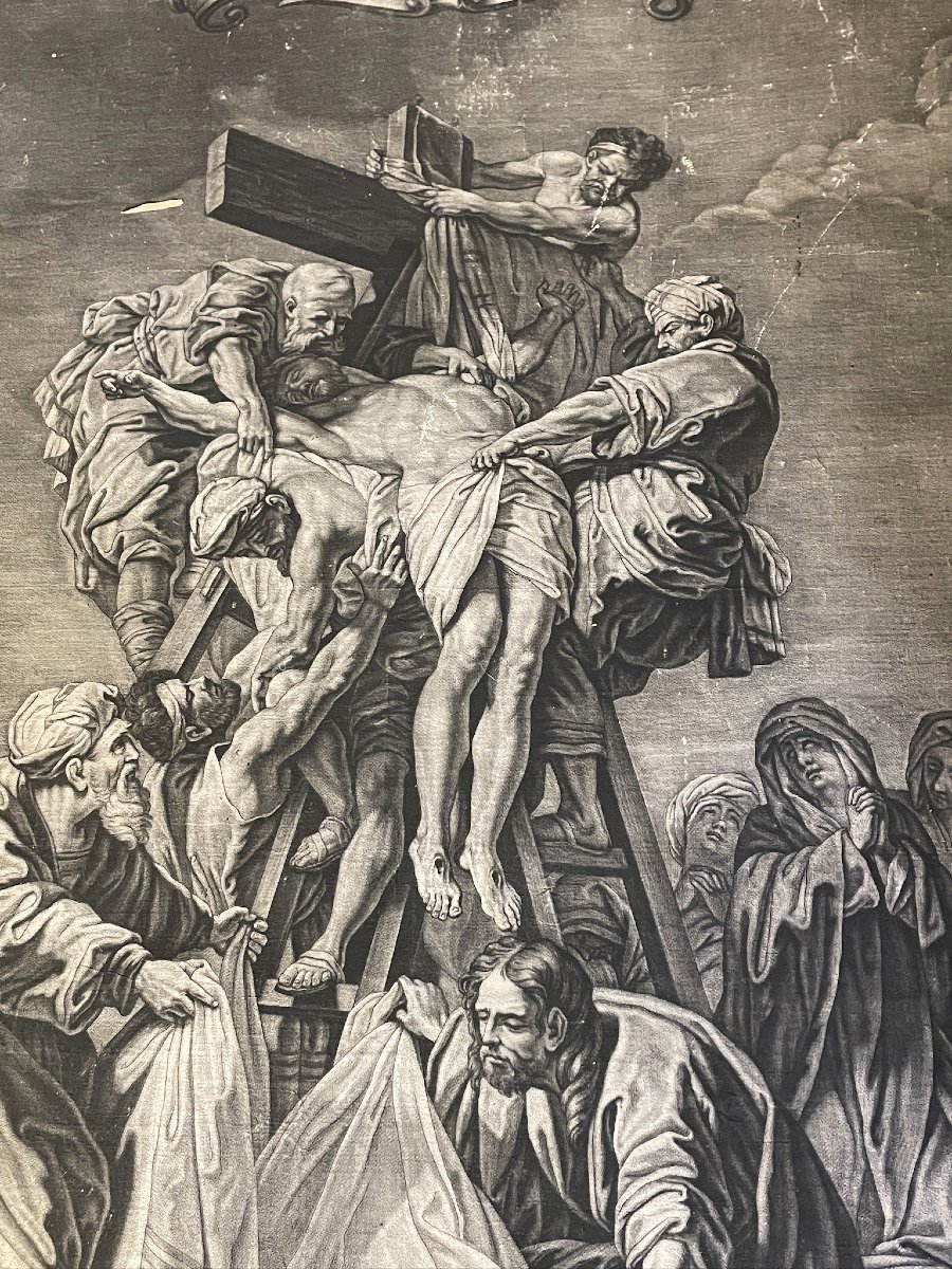 The Descent From The Cross Or The Deposition After Jouvenet, 18th Century Engraving By Kilian-photo-2