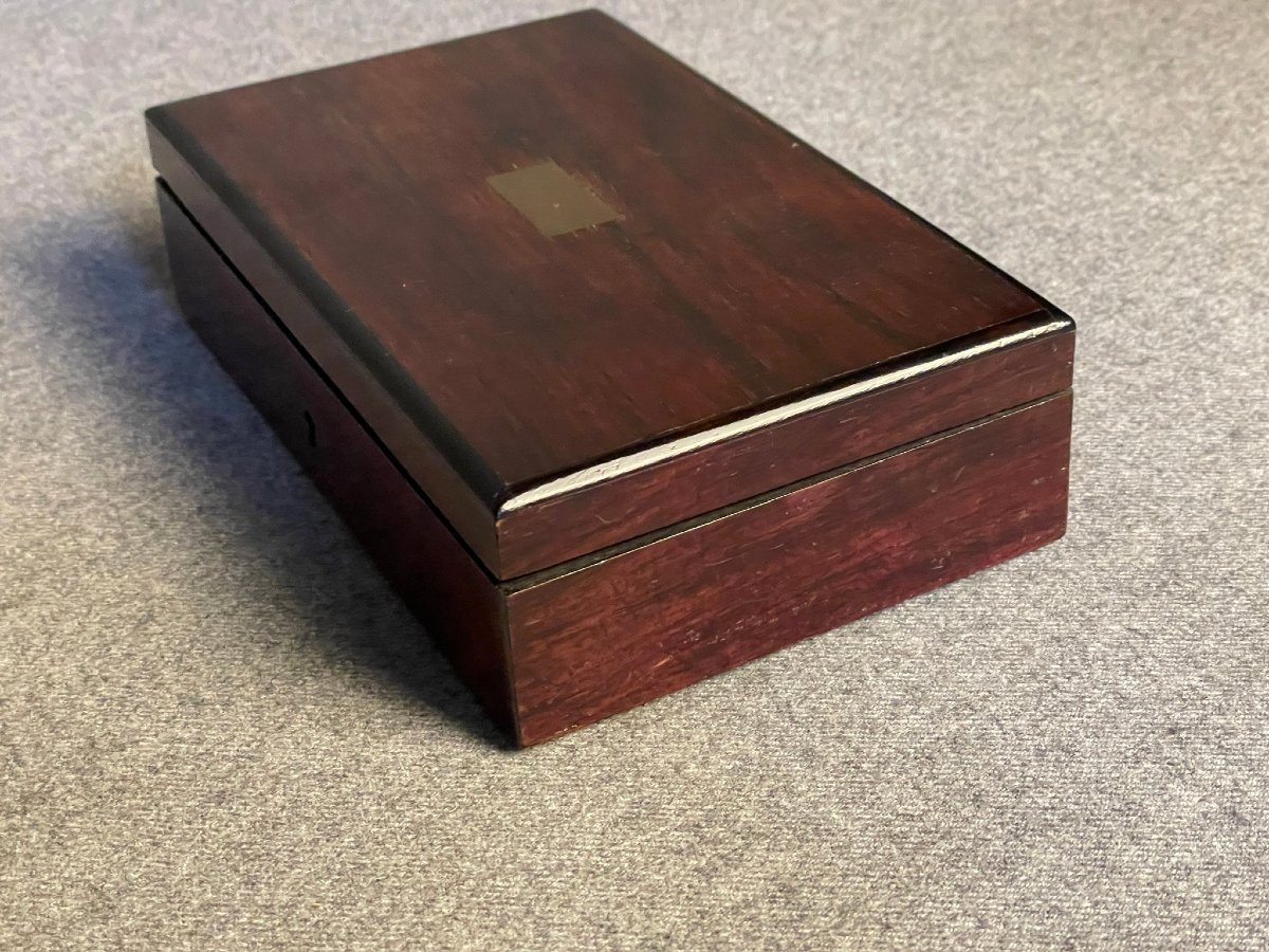 Boîte à compas, coffret en palissandre Napoléon III XIXème siècle-photo-1